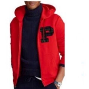 Polo Ralph Lauren Blackwatch Chenille "P" Patch Double Knit Red Hoodie Mens XXL